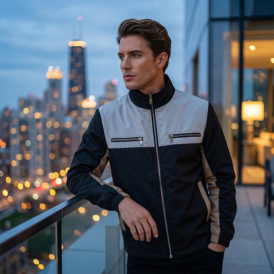 ⌛Limited-Time Offer-Men's Color Block Stand Collar Jacket