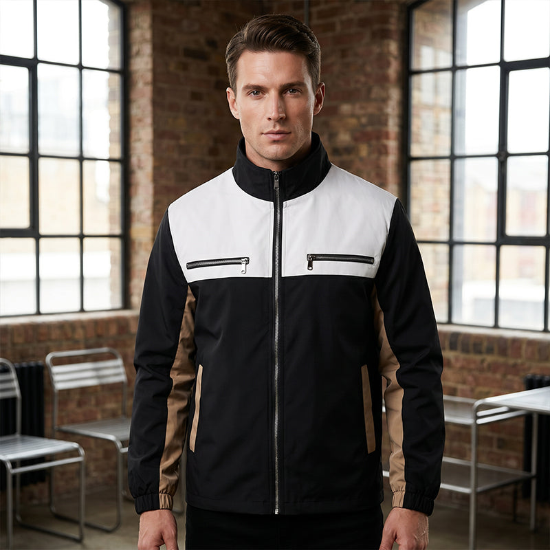 ⌛Limited-Time Offer-Men's Color Block Stand Collar Jacket