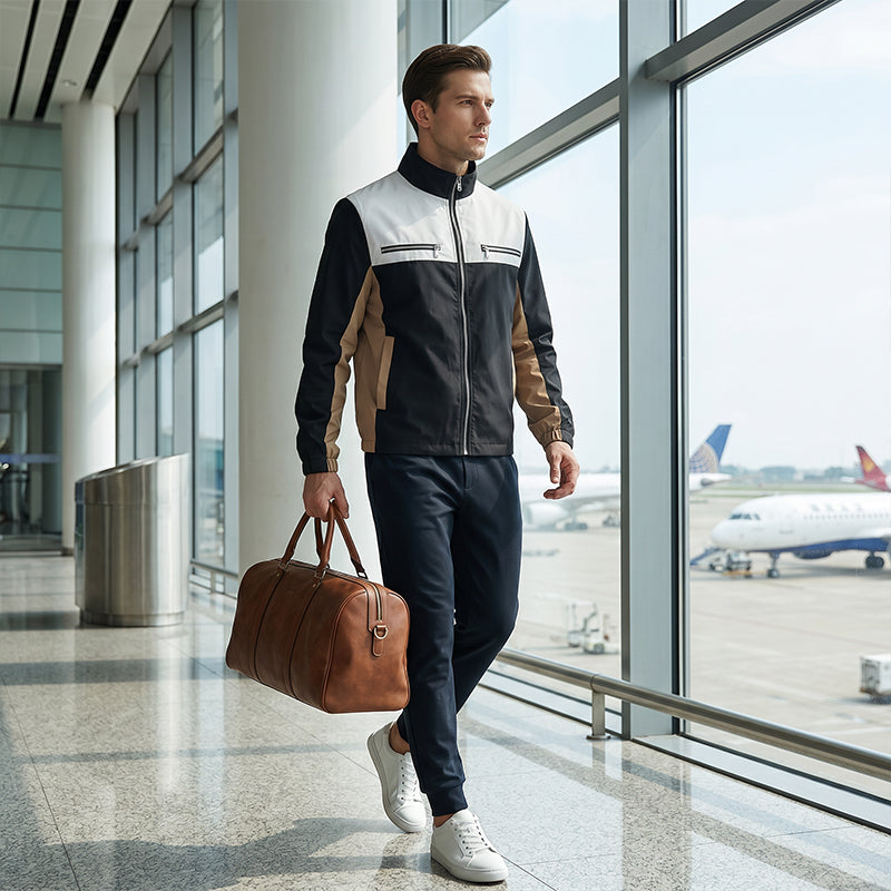 ⌛Limited-Time Offer-Men's Color Block Stand Collar Jacket