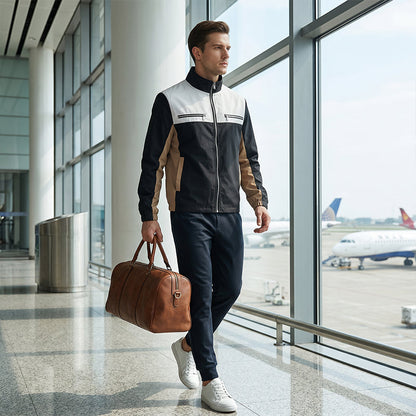 ⌛Limited-Time Offer-Men's Color Block Stand Collar Jacket