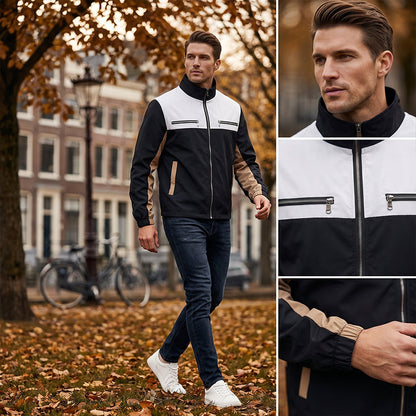 ⌛Limited-Time Offer-Men's Color Block Stand Collar Jacket