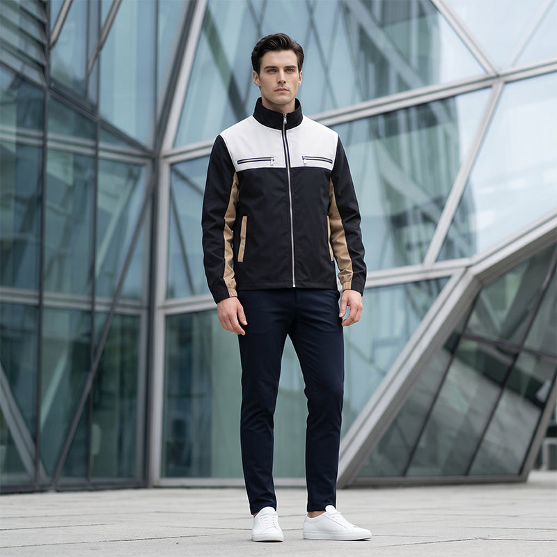 ⌛Limited-Time Offer-Men's Color Block Stand Collar Jacket