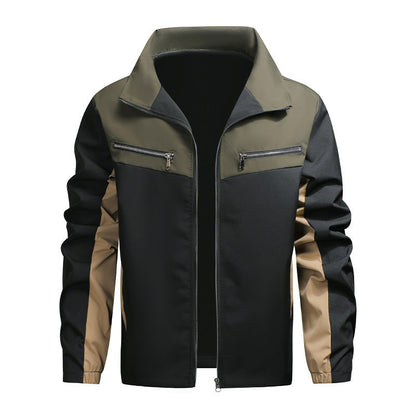 ⌛Limited-Time Offer-Men's Color Block Stand Collar Jacket