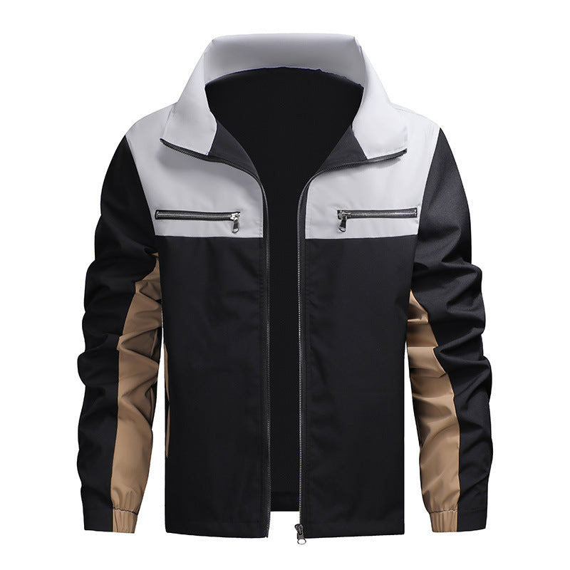 ⌛Limited-Time Offer-Men's Color Block Stand Collar Jacket