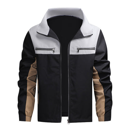 ⌛Limited-Time Offer-Men's Color Block Stand Collar Jacket