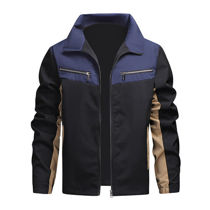 ⌛Limited-Time Offer-Men's Color Block Stand Collar Jacket