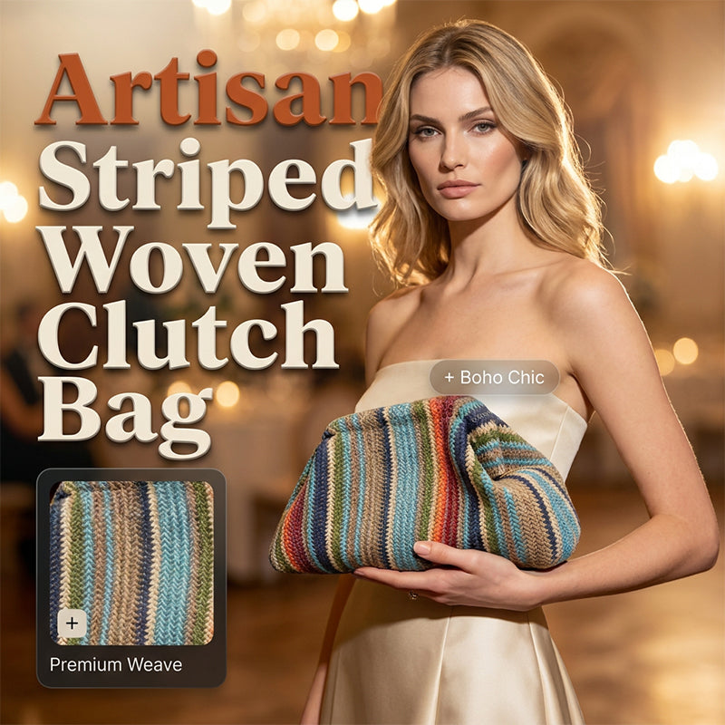 ⌛Limited-Time Offer-Women's Woven Stripe Clutch Bag