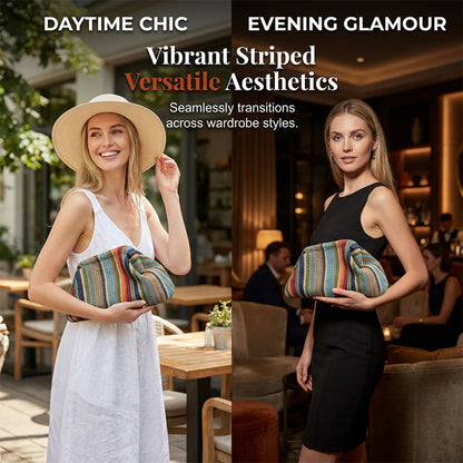 ⌛Limited-Time Offer-Women's Woven Stripe Clutch Bag