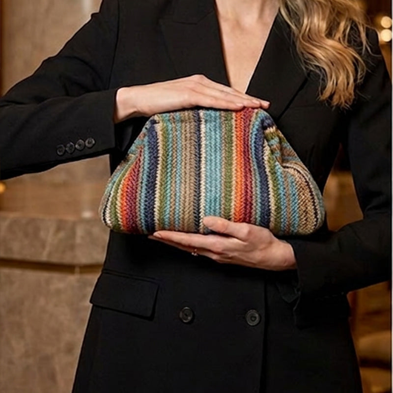 ⌛Limited-Time Offer-Women's Woven Stripe Clutch Bag