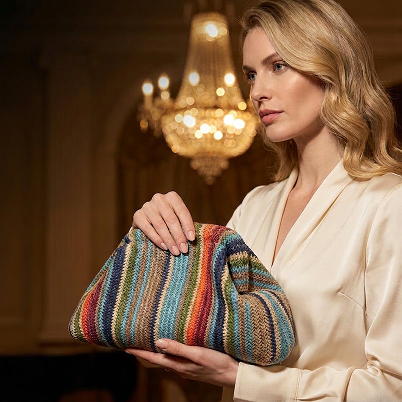 ⌛Limited-Time Offer-Women's Woven Stripe Clutch Bag