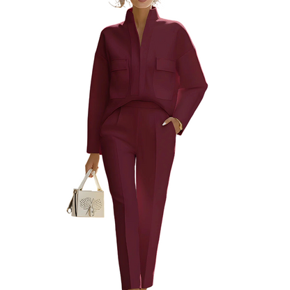 ⌛Limited-Time Offer-Elegant Long Sleeve Top & Pants Suit Set