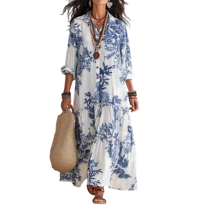 🍂 Women's Floral Print Maxi Dress – Feminine Elegance Meets Effortless Autumn Style