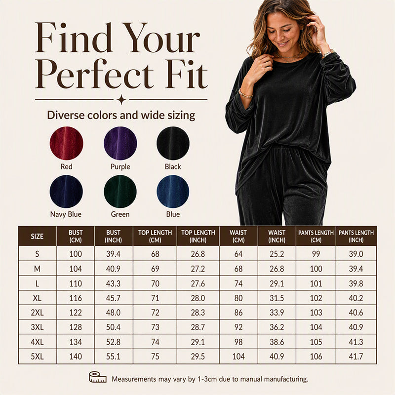 🍁Get Your New Fall Fashion-Women's Velvet Long Sleeve Top & Wide-Leg Pants Set