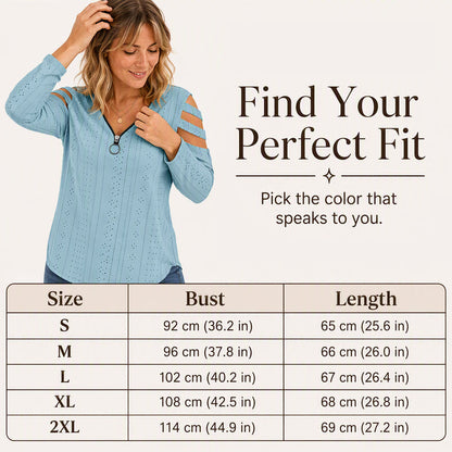 Luxury Comfort You Can Wear Anywhere ✨Women's Cold Shoulder Zipper T-Shirt