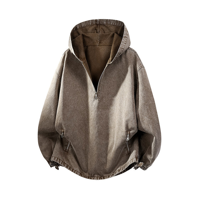 🍁Get Your New Fall Fashion-Men's Vintage Washed Half-Zip Hooded Top