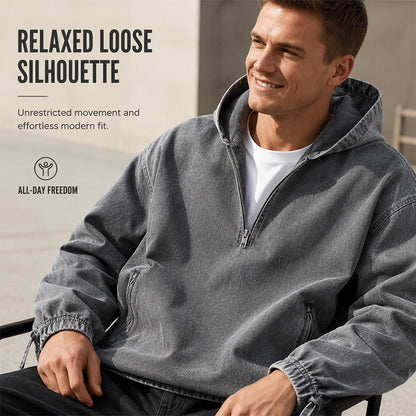 🍁Get Your New Fall Fashion-Men's Vintage Washed Half-Zip Hooded Top