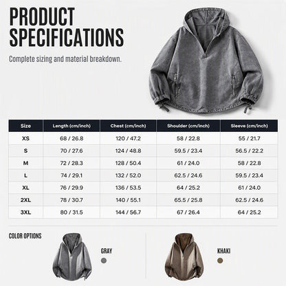 🍁Get Your New Fall Fashion-Men's Vintage Washed Half-Zip Hooded Top