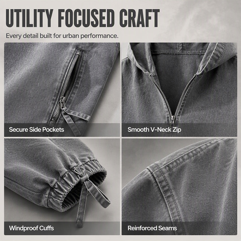 🍁Get Your New Fall Fashion-Men's Vintage Washed Half-Zip Hooded Top