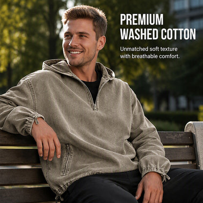 🍁Get Your New Fall Fashion-Men's Vintage Washed Half-Zip Hooded Top