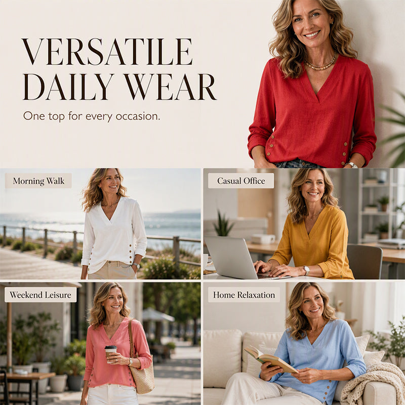 Effortless Style For Every Day ✨Women's V-Neck Loose-Fit Casual Top