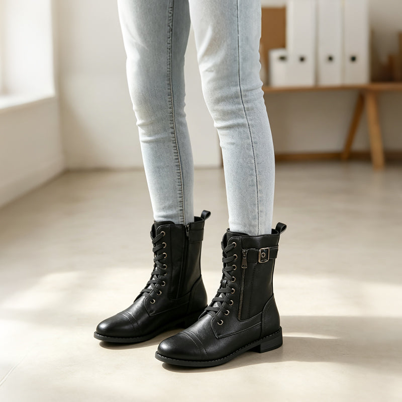 🍁Get Your New Fall Fashion-Women's Round Toe Chunky Heel Martin Boots