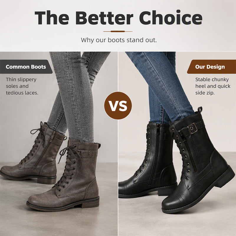 🍁Get Your New Fall Fashion-Women's Round Toe Chunky Heel Martin Boots