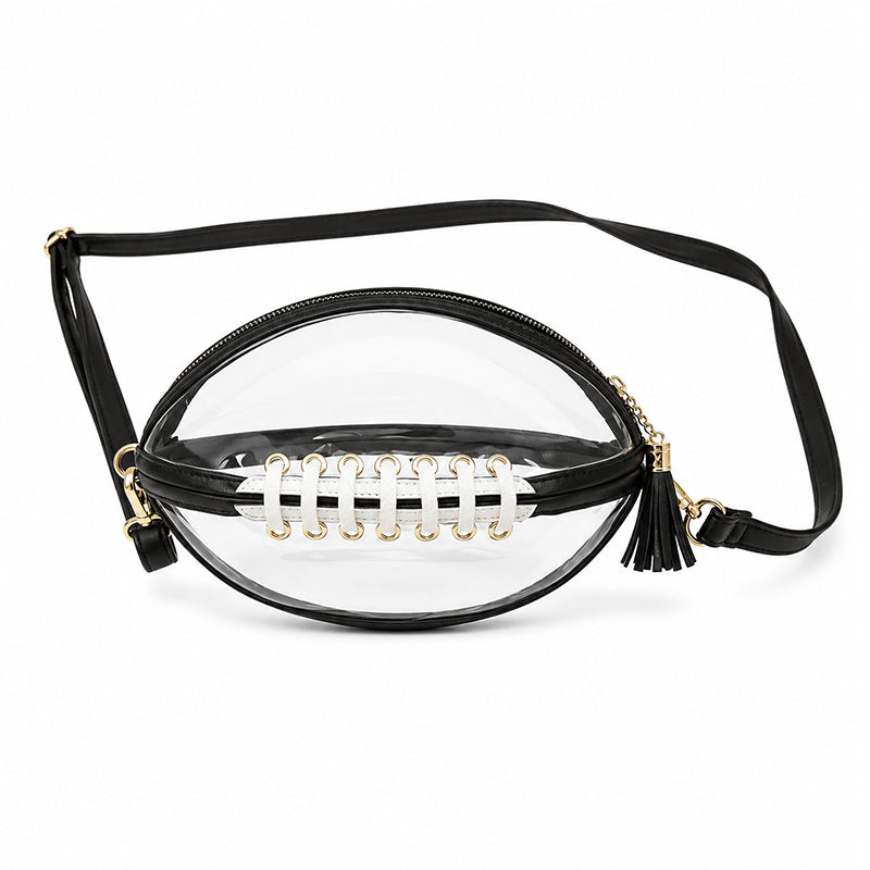 🏈 Clear Football-Shaped Crossbody Bag – Game-Day Style Meets Everyday Convenience ✨