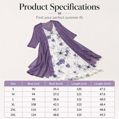 Women’s Boho Floral Maxi Dress & Cover-Up Set