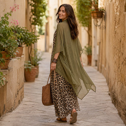 Effortless Elegance Made for Real Life✨A flattering flowy maxi dress with a lightweight cover-up—designed for comfortable confidence from brunch to dinner.
