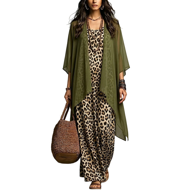 Effortless Elegance Made for Real Life✨A flattering flowy maxi dress with a lightweight cover-up—designed for comfortable confidence from brunch to dinner.