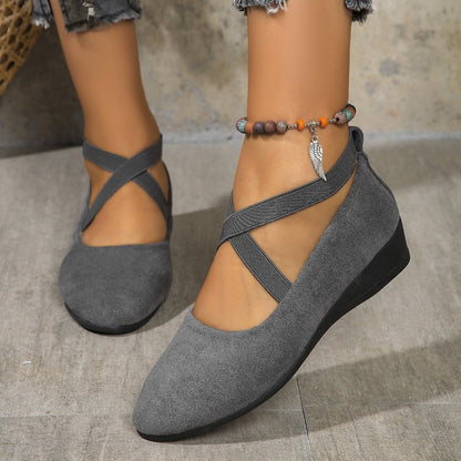 👠 Easy All-Day Elegance | Women's Elastic-Strap Low Wedge Shoes
