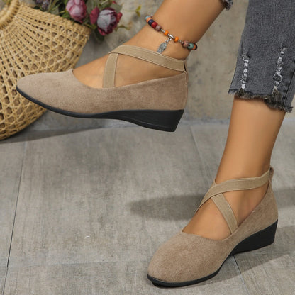 👠 Easy All-Day Elegance | Women's Elastic-Strap Low Wedge Shoes