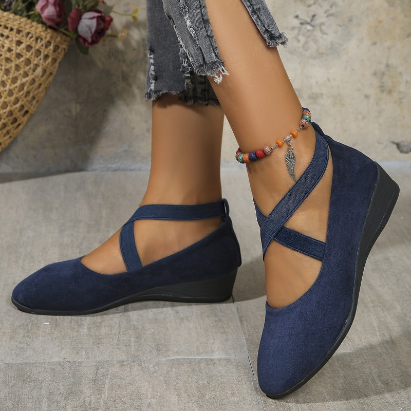 👠 Easy All-Day Elegance | Women's Elastic-Strap Low Wedge Shoes