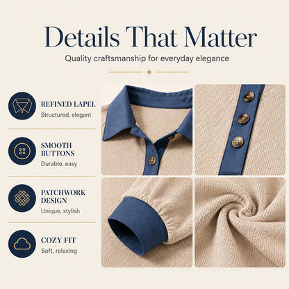 🍁New Fall Collection-Women's Contrast Denim Collar Knit Top