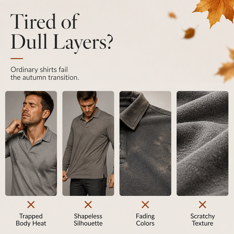 ⌛Limited-Time Offer-Men's Long Sleeve Contrast Collar Top