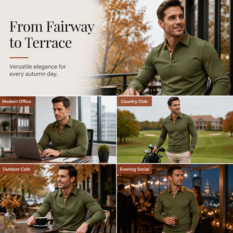 ⌛Limited-Time Offer-Men's Long Sleeve Contrast Collar Top