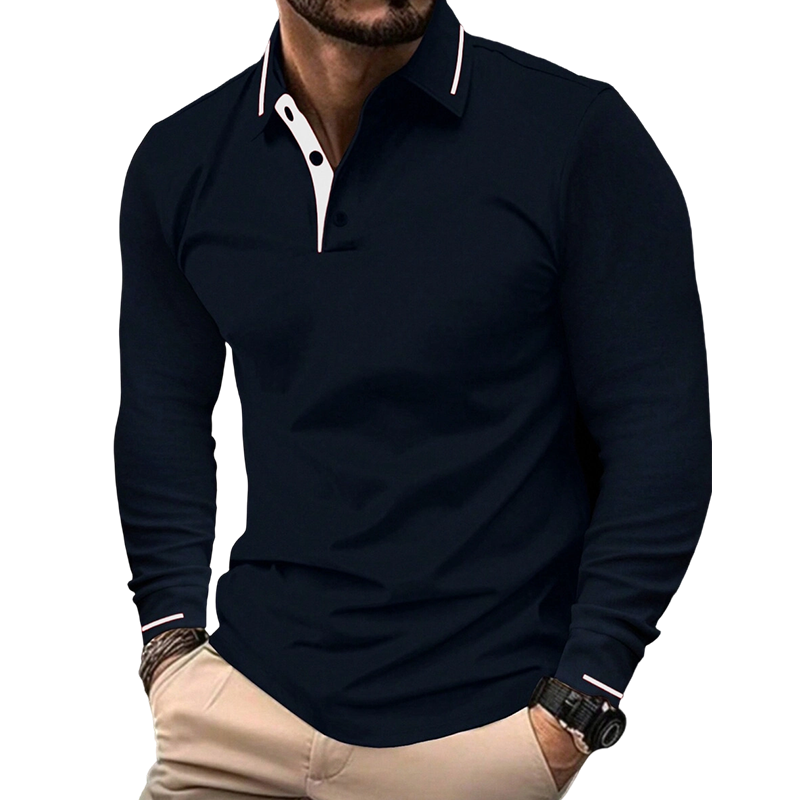 ⌛Limited-Time Offer-Men's Long Sleeve Contrast Collar Top