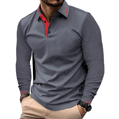 ⌛Limited-Time Offer-Men's Long Sleeve Contrast Collar Top