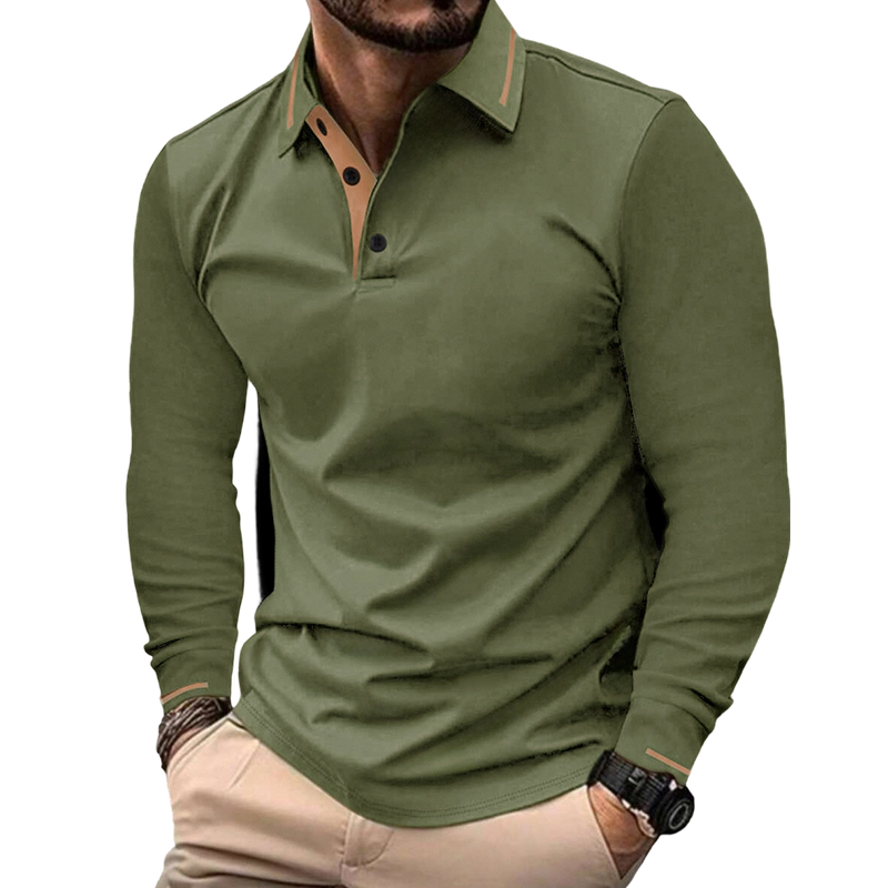 ⌛Limited-Time Offer-Men's Long Sleeve Contrast Collar Top