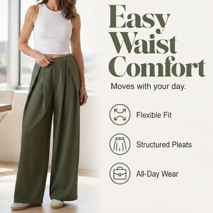 ✨ Polished Comfort | Women's Pleated High-Waist Wide-Leg Pants