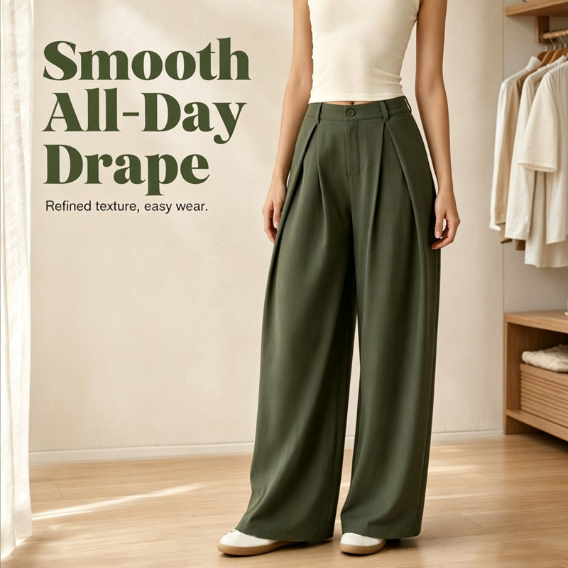 ✨ Polished Comfort | Women's Pleated High-Waist Wide-Leg Pants
