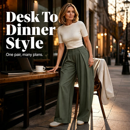 ✨ Polished Comfort | Women's Pleated High-Waist Wide-Leg Pants