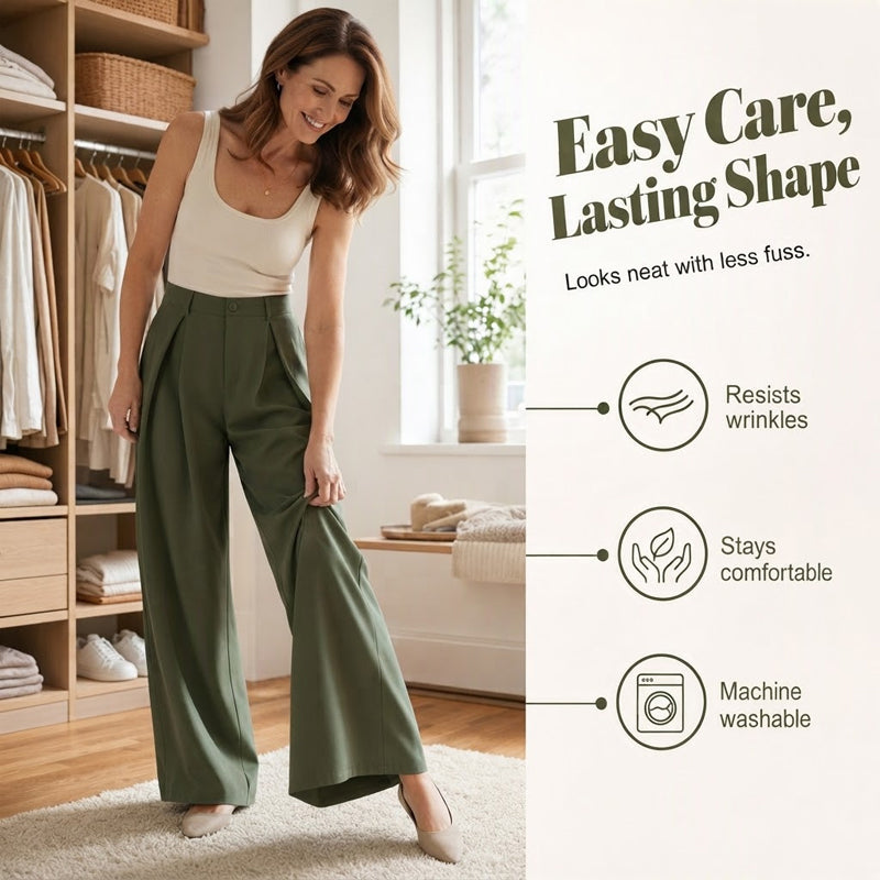 ✨ Polished Comfort | Women's Pleated High-Waist Wide-Leg Pants