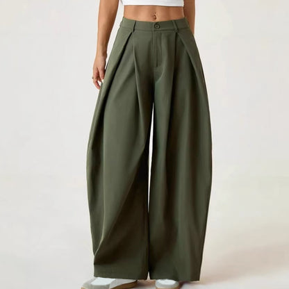 ✨ Polished Comfort | Women's Pleated High-Waist Wide-Leg Pants