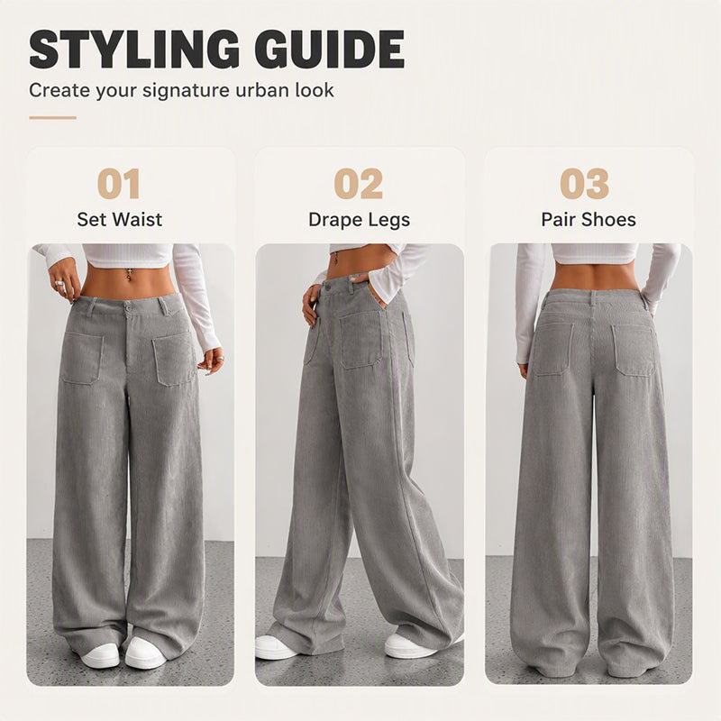 ✨ Easy Everyday Comfort | Women's Relaxed Wide-Leg Pants with Side Pockets