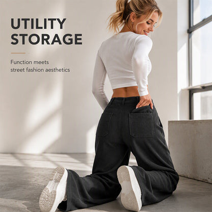 ✨ Easy Everyday Comfort | Women's Relaxed Wide-Leg Pants with Side Pockets