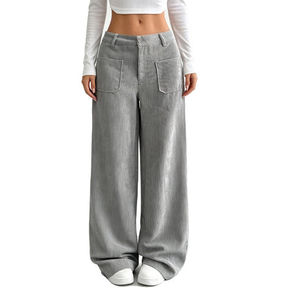 ✨ Easy Everyday Comfort | Women's Relaxed Wide-Leg Pants with Side Pockets