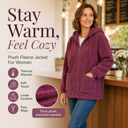 ☁️ Cozy Texture | Women’s Relaxed Sherpa Hooded Sweatshirt