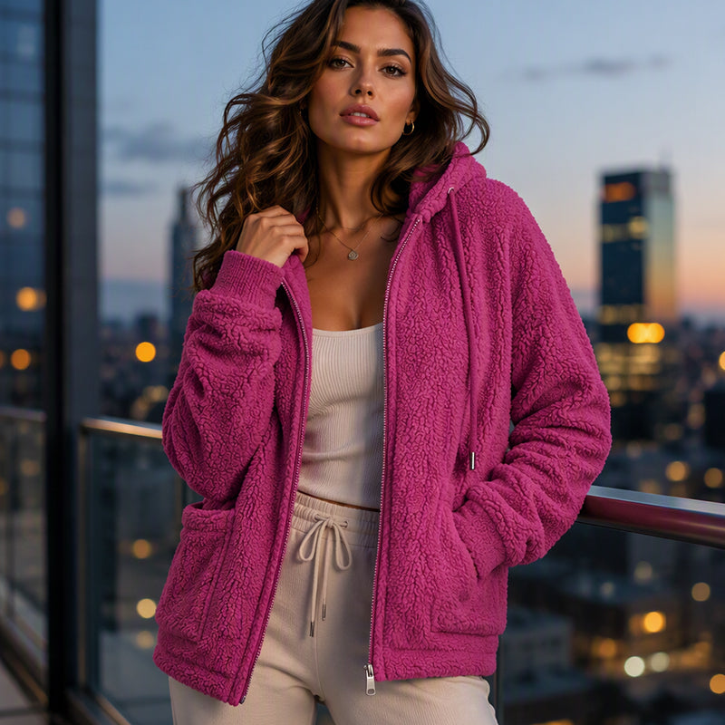 ☁️ Cozy Texture | Women’s Relaxed Sherpa Hooded Sweatshirt