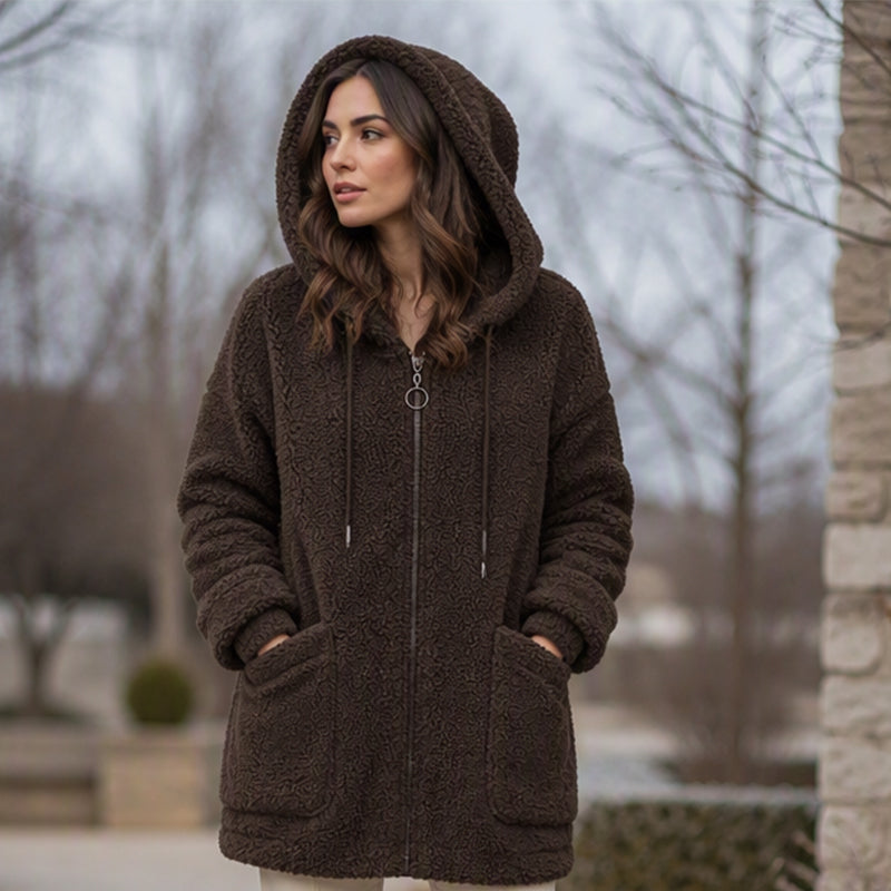 ☁️ Cozy Texture | Women’s Relaxed Sherpa Hooded Sweatshirt